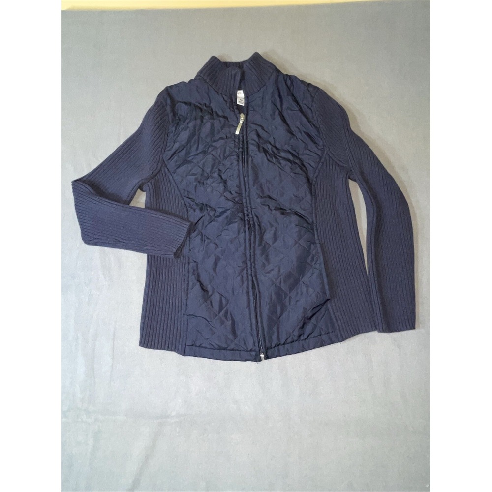 Croft & Barrow Women's Quilted & Ribbed Blue Jacket Petite‎ Medium